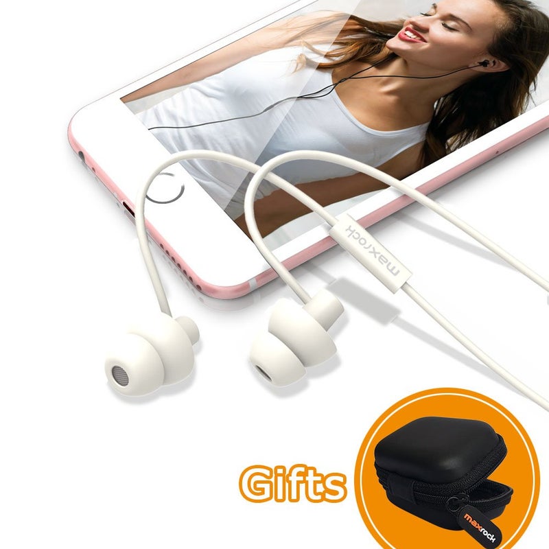 MAXROCK Sleeping Headphones, in-Ear Soundproof Earplug Soft Earbuds with Mic Noise Cancelling Sleep Earphones Earpods for Side Sleeper, Insomnia, Snoring, Air Travel, Bedtime Listeningâ€¦ (White) - Image 5